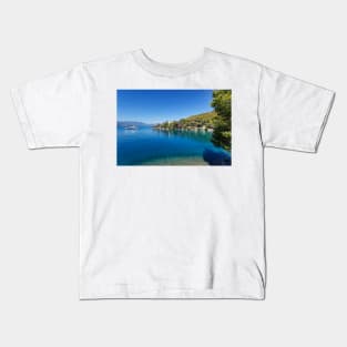 The Love bay in Poros island, Greece Kids T-Shirt